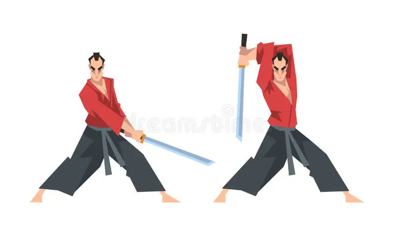 Ilustrasi pertarungan pedang samurai yang menegangkan dan detail.