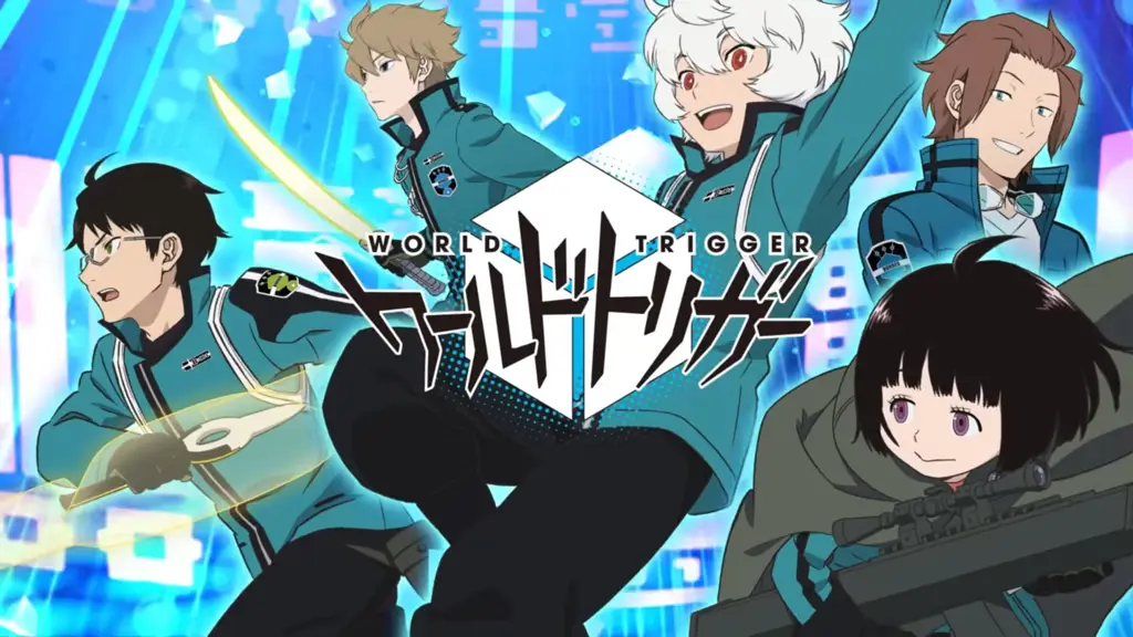 Ilustrasi para karakter World Trigger sedang bertarung