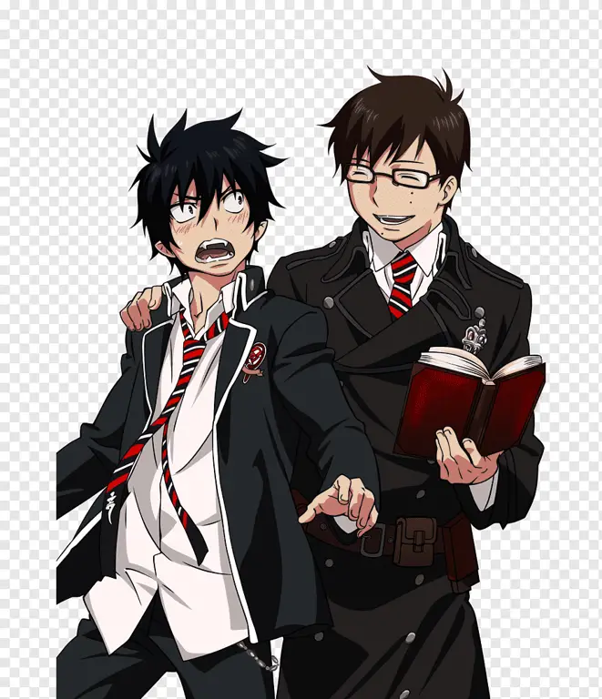 Gambar Rin dan Yukio melawan Satan dalam Blue Exorcist