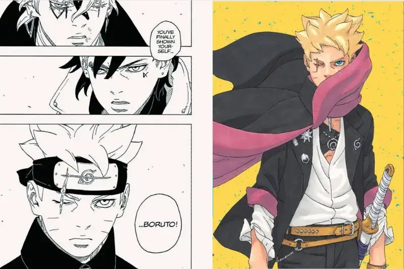 Boruto dan Kawaki melawan Code dalam pertarungan yang menegangkan.