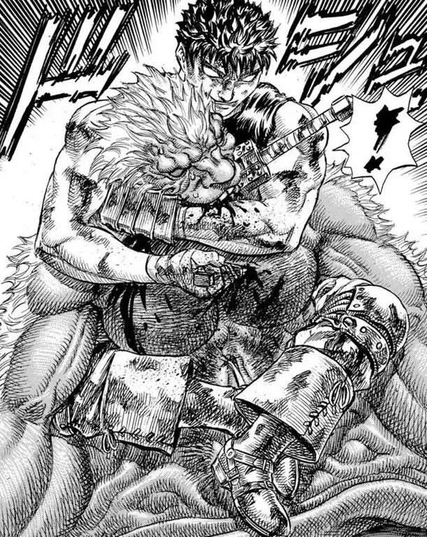 Panel manga Berserk yang menggambarkan adegan pertempuran