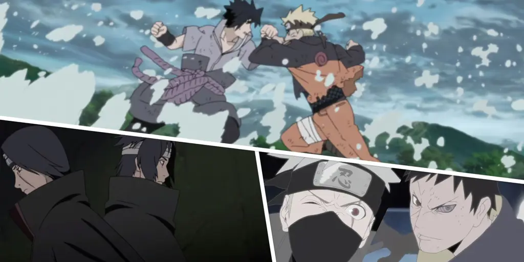 Gambar para karakter Naruto sedang bertarung