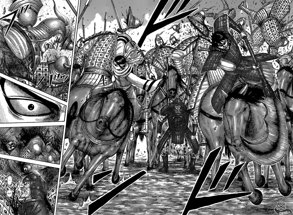 Gambar adegan pertempuran seru di manga Kingdom