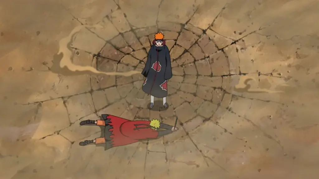 Naruto dan Pain bertarung dengan sengit