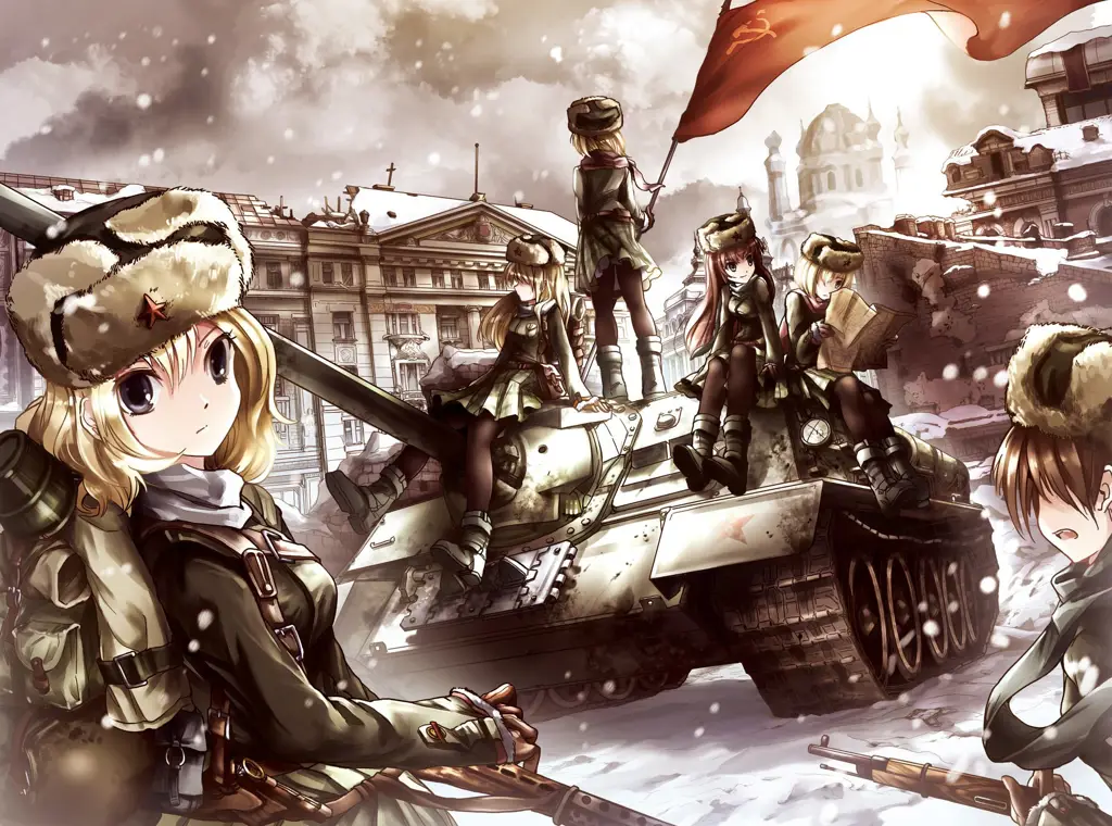 Adegan pertempuran tank Girls und Panzer