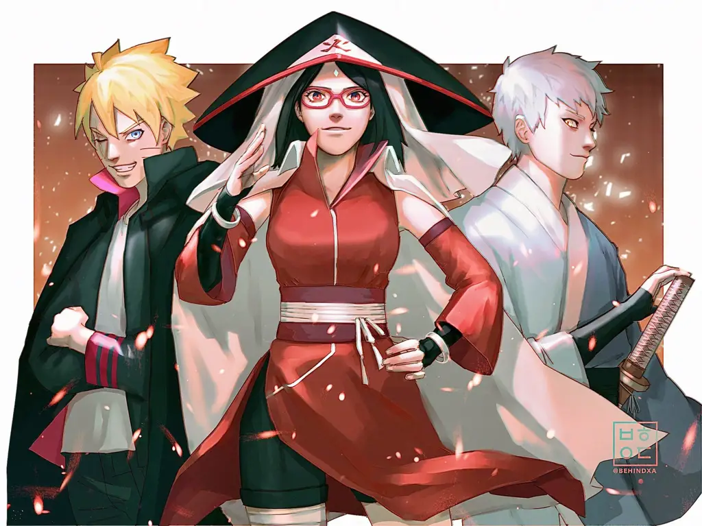 Boruto dan Sarada dalam episode pertama Boruto