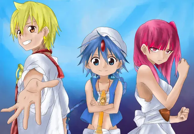 Gambar Aladdin dan Alibaba dalam Magi: The Labyrinth of Magic