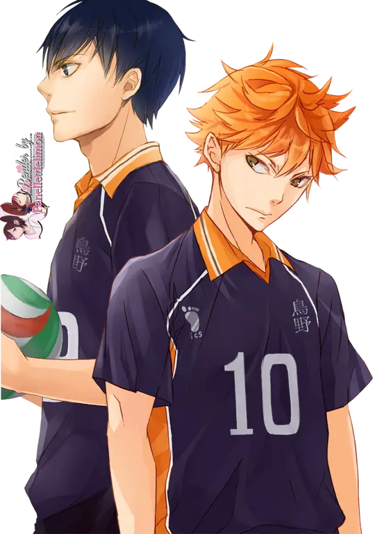 Hinata dan Kageyama, dua karakter utama Haikyuu!!, dengan kepribadian yang berbeda namun saling melengkapi.