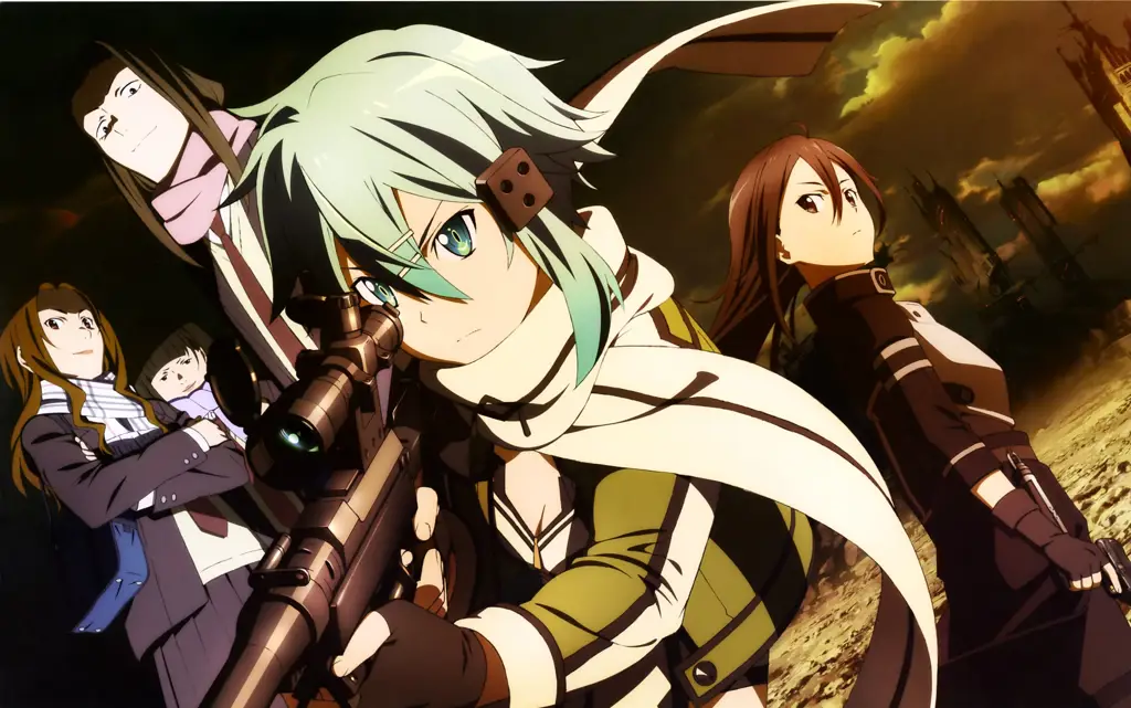 Kirito dan Sinon dalam Gun Gale Online