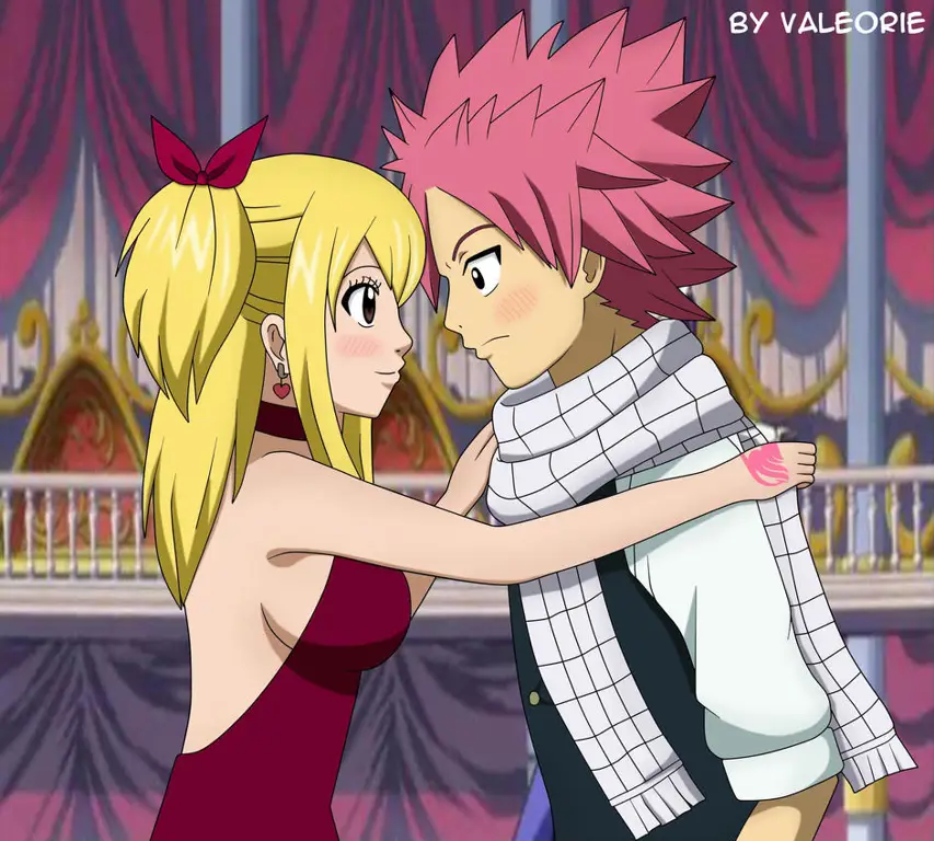 Gambar Lucy dan Natsu dalam episode pertama Fairy Tail