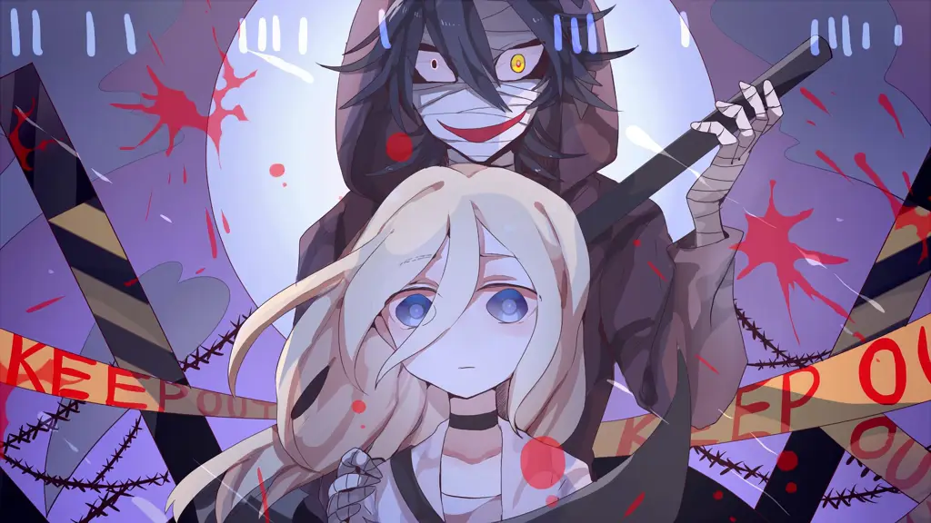 Rachel dan Zack di sebuah ruangan gelap dalam anime Satsuriku no Tenshi