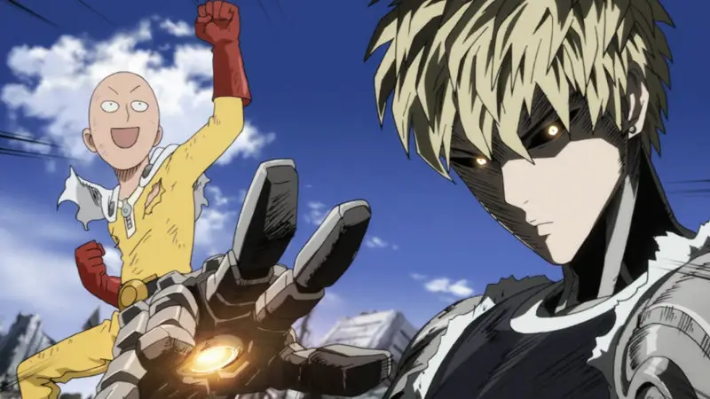 Saitama dan Genos dalam Anoboy One Punch Man Season 1 Episode 2