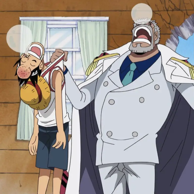 Luffy dan Garp di Marineford