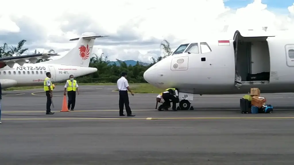 Pesawat Mendarat di Bandar Udara Turelelo Soa