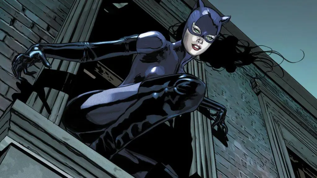 Ilustrasi Catwoman versi anime yang seksi dan memikat.