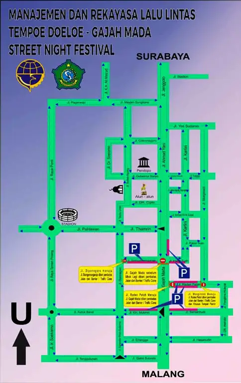 Pemandangan malam hari Jalan Gajah Mada Bandar Lampung yang indah