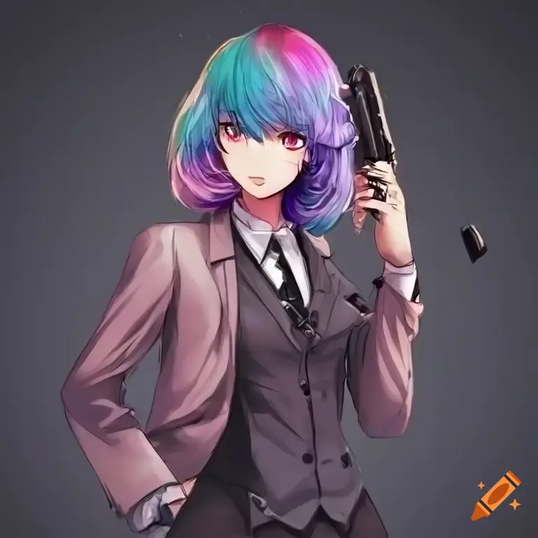 Gambar anime gadis mafia dengan pose misterius