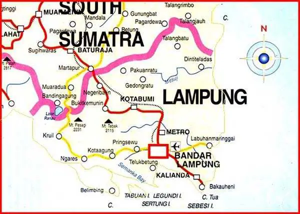 Peta topografi Bandar Lampung yang menunjukkan ketinggian dan kontur tanah