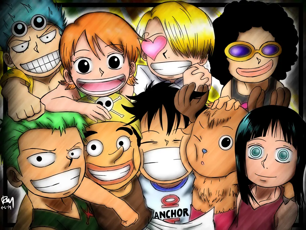 Gambar kru Topi Jerami dalam anime One Piece