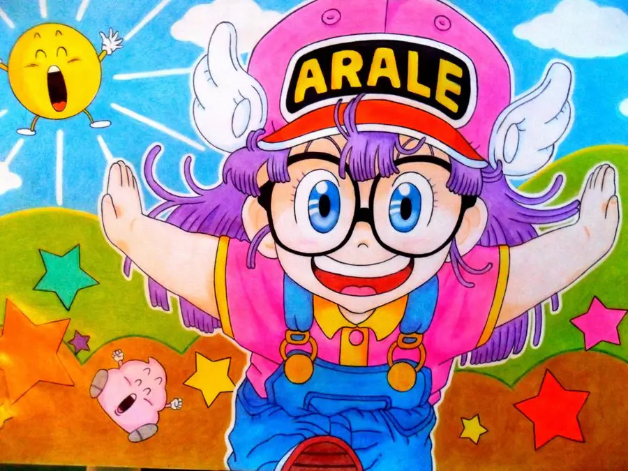 Arale dan teman-temannya dalam sebuah petualangan.