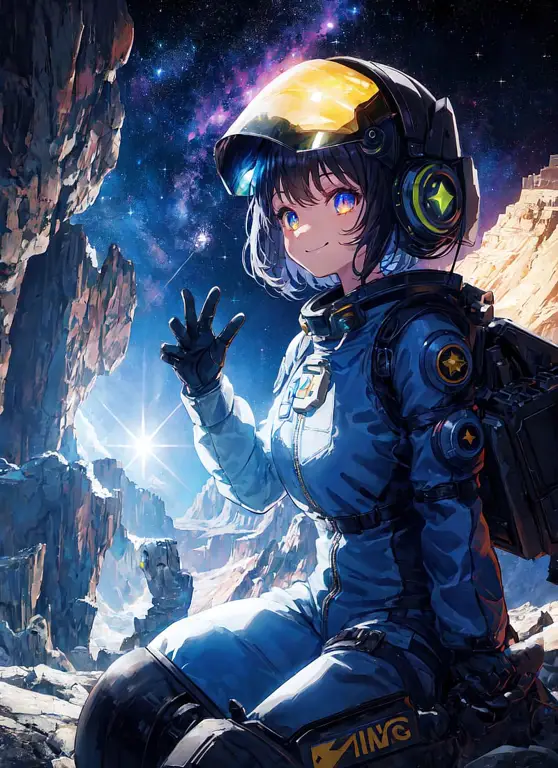 Astronot anime menjelajahi luar angkasa