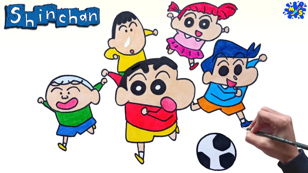 Gambar Shinchan bermain bersama teman-temannya.