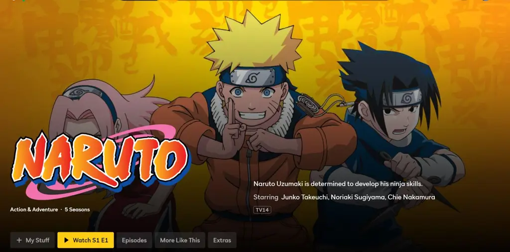 Perbandingan platform streaming Naruto