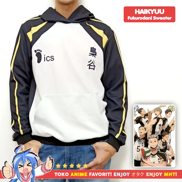 Hoodie dan jaket Haikyuu!! dengan berbagai desain dan warna.