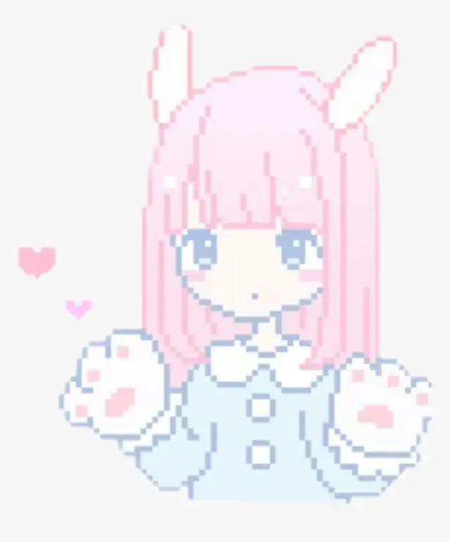 Contoh pixel art anime chibi di latar pemandangan