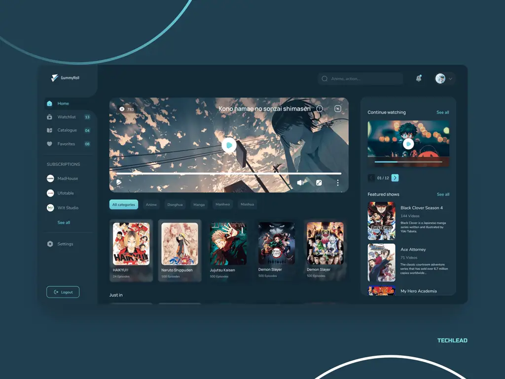 Platform streaming anime yang aman dan legal Logo platform streaming anime populer