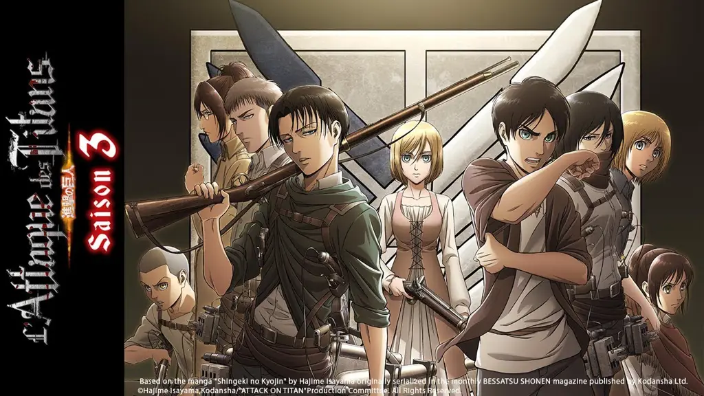 Gambar berbagai platform streaming legal yang menampilkan Attack on Titan