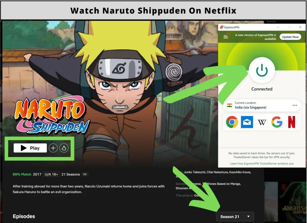 Logo dari beberapa platform streaming legal Naruto Shippuden