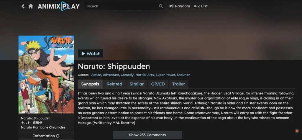 Gambar berbagai platform streaming untuk Naruto Shippuden