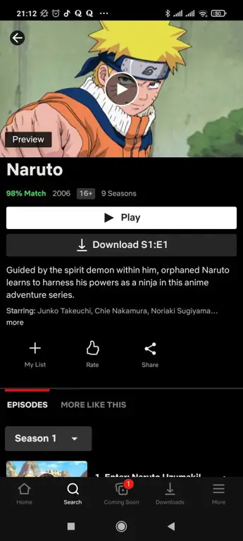 Logo platform streaming yang menayangkan Naruto