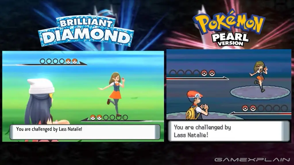 Gambar yang menampilkan screenshot game Pokemon Diamond dan Pearl dengan subtitle Bahasa Indonesia.