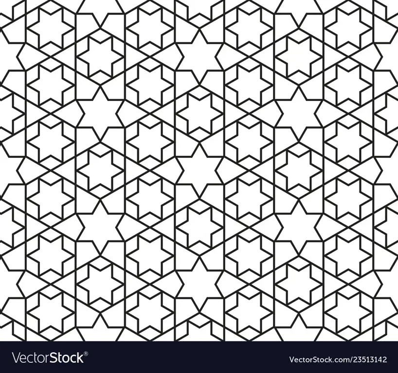 Contoh wallpaper dengan pola geometris Islami bergaya anime