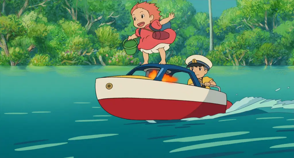 Adegan film Ponyo yang menunjukkan Ponyo dan Sosuke