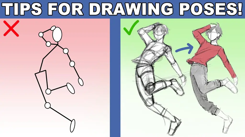 Contoh pose karakter anime dalam sketsa