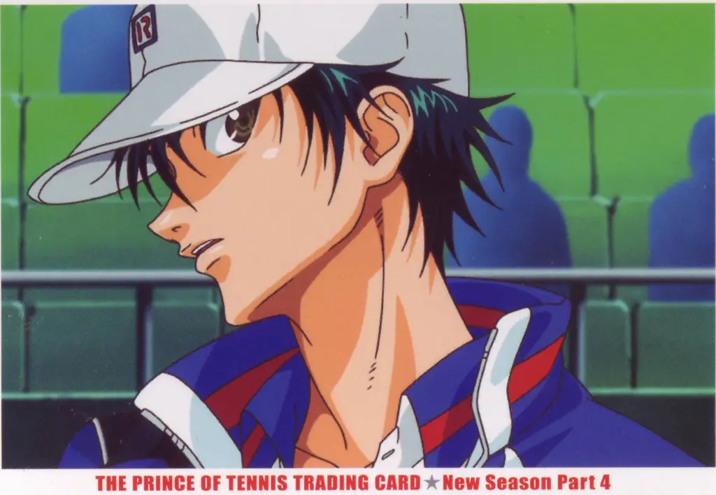 Gambar Ryoma Echizen sedang bersiap untuk memukul bola tenis