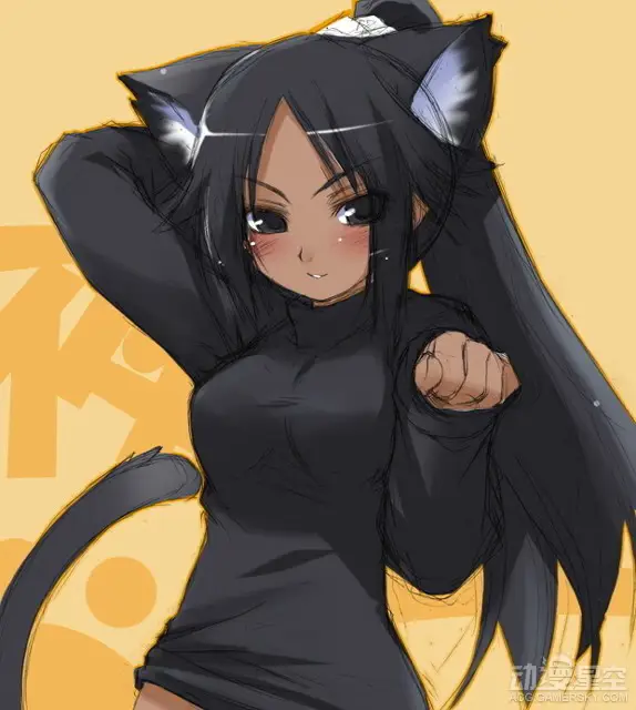 Gambar kucing gadis anime dengan pose sugestif