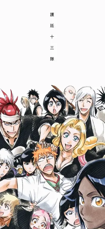 Poster anime Bleach yang menampilkan Ichigo Kurosaki dan teman-temannya Poster anime Bleach
