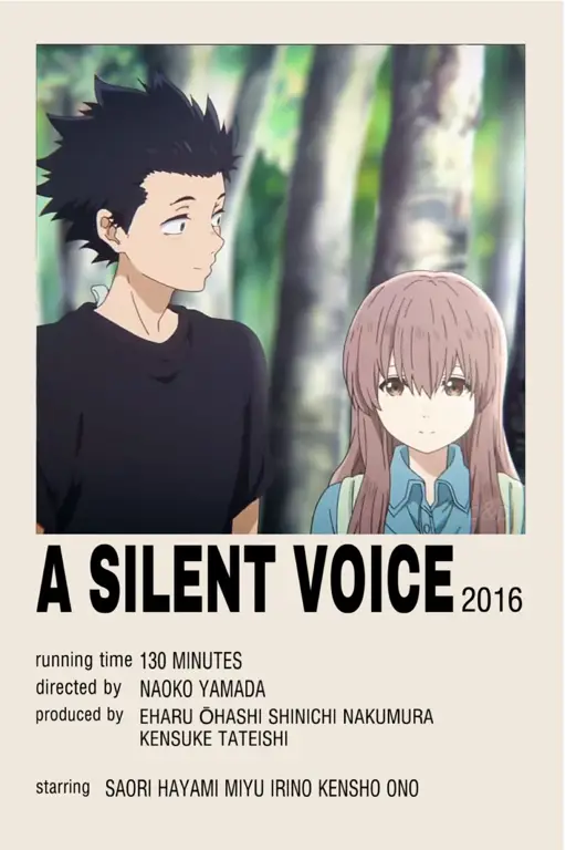Poster film A Silent Voice yang menunjukkan karakter utamanya Poster film A Silent Voice