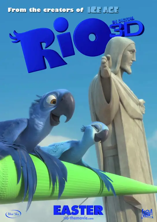 Poster film Rio dengan karakter Blu dan Jewel