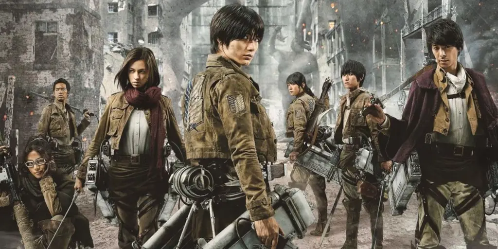 Poster film Attack on Titan dengan subtitle Indonesia