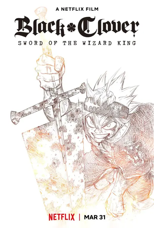Poster film Black Clover yang menampilkan Asta dan kawan-kawan Poster film Black Clover: Sword of the Wizard King