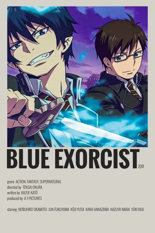 Poster film Blue Exorcist yang menampilkan Rin dan Yukio Okumura