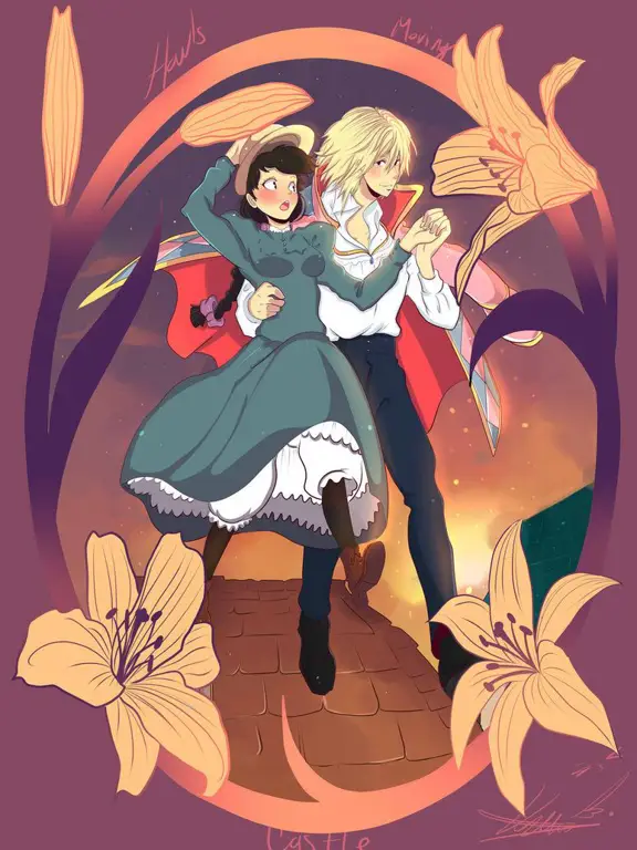 Ilustrasi poster film Howl's Moving Castle