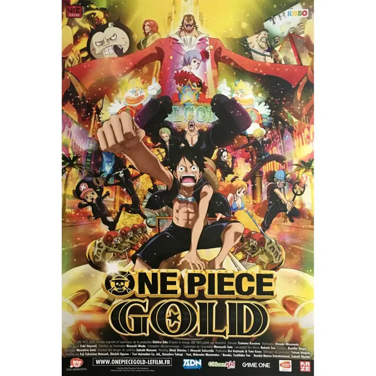 Poster film One Piece Gold menampilkan Luffy dan kru Topi Jerami