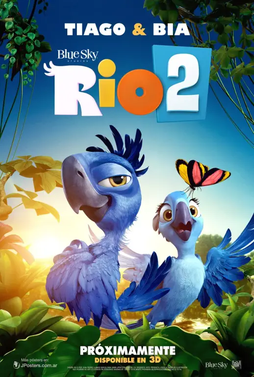 Poster film Rio menampilkan Blu, seekor burung macaw biru