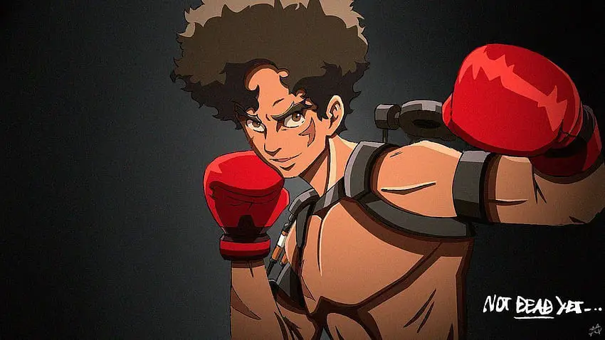 Poster anime Megalo Box menampilkan Gearless Joe